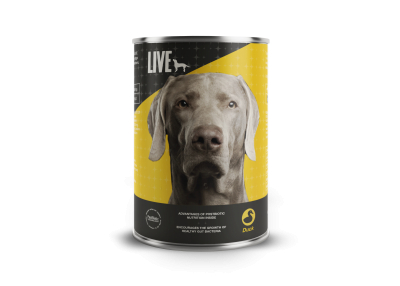 LIVE Dog Vådfoder med And i en dåse med 395 gram